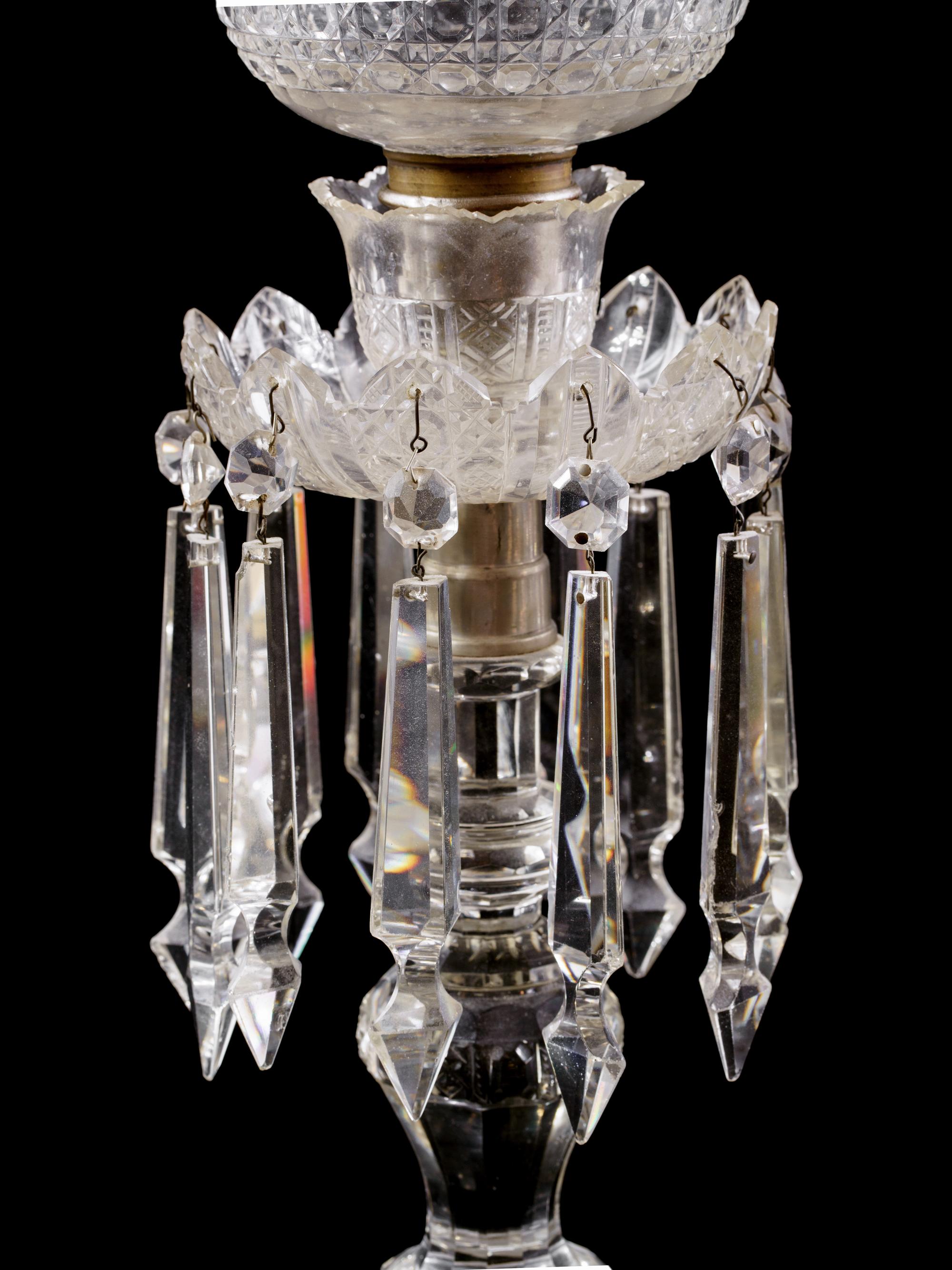 A Pair of Cut Glass Girandoles