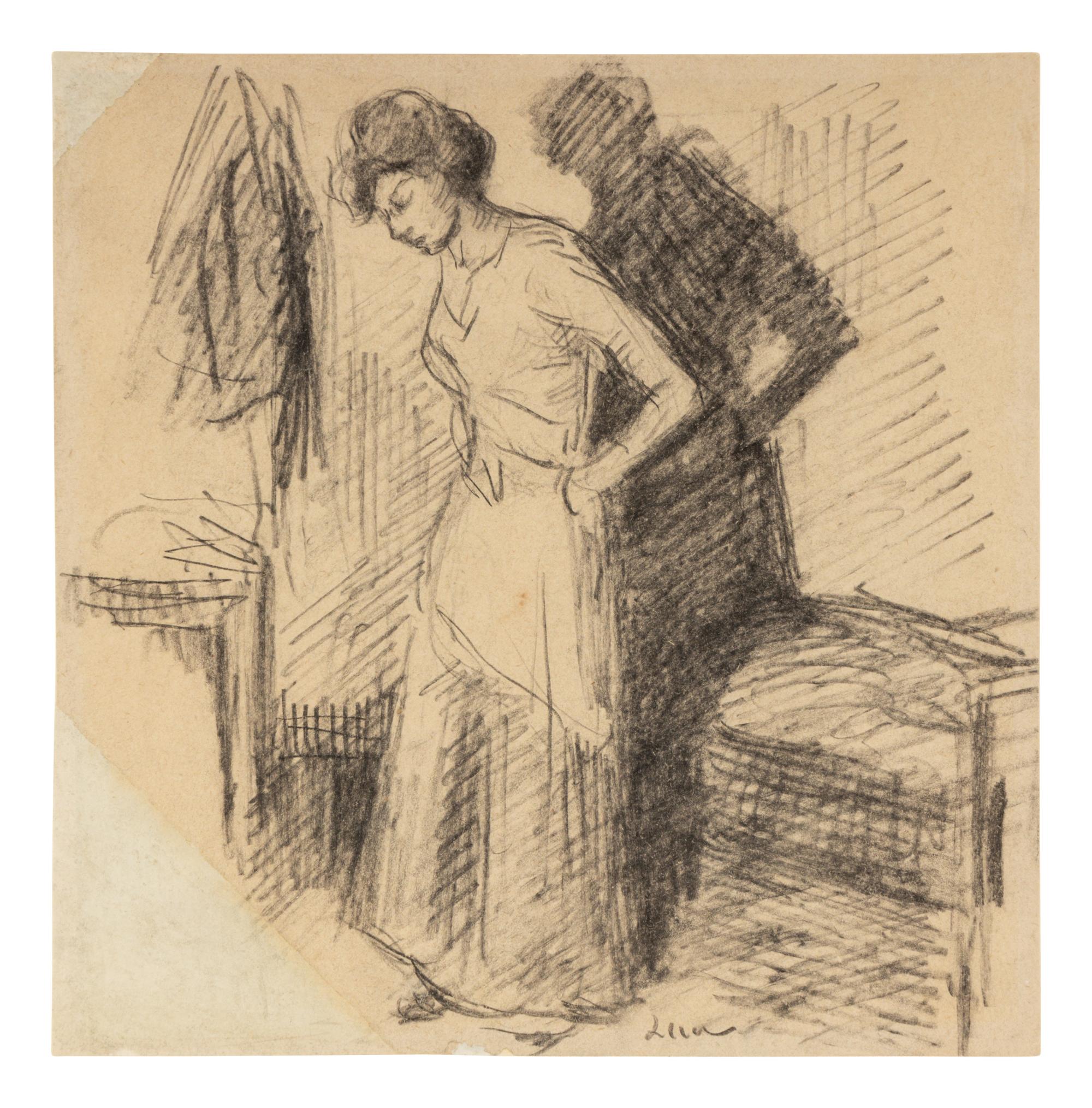 Maximilien Luce (French, 1858-1941) — La Toilette (a double-sided drawing)
