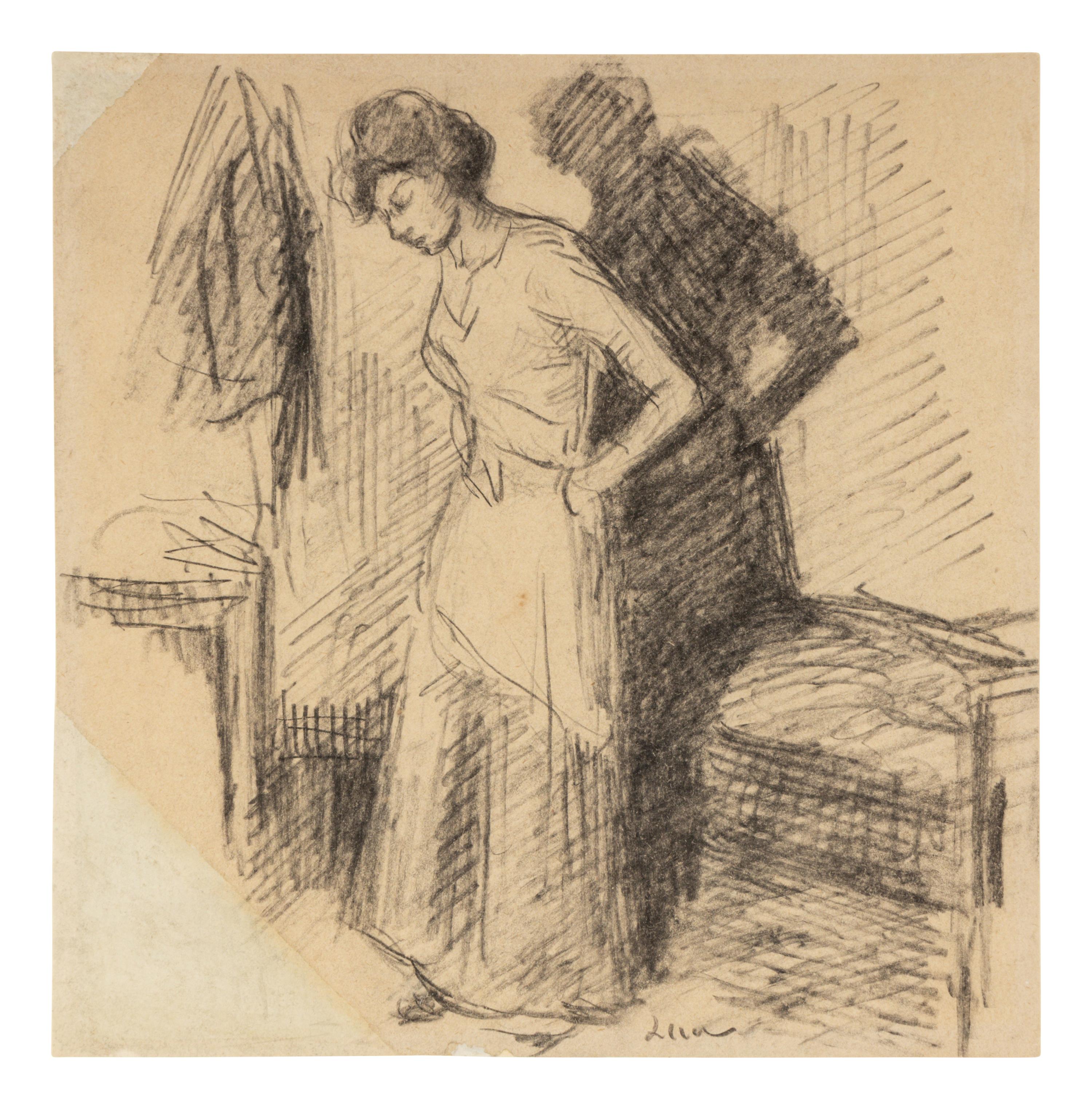 Maximilien Luce (French, 1858-1941) — La Toilette (a double-sided drawing)