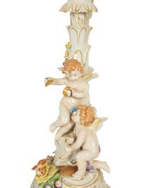 A Pair of German Porcelain Four-Light Figural Candelabras