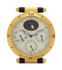 A Pasha De Cartier Gilt Brass Desk Clock — Swiss, Circa 1990s