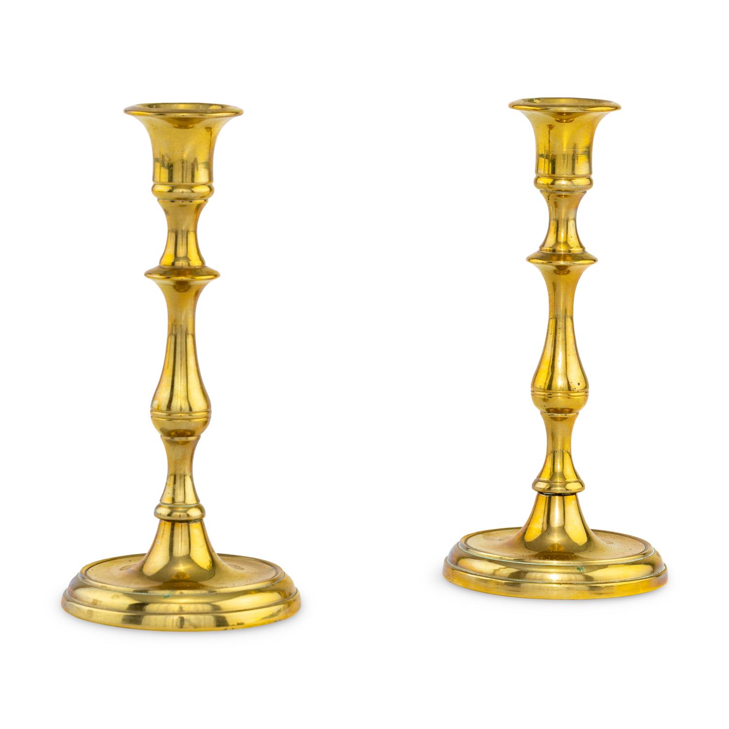 A Pair of English Brass Candlesticks