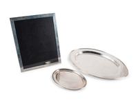Two American Silver Trays and a Picture Frame