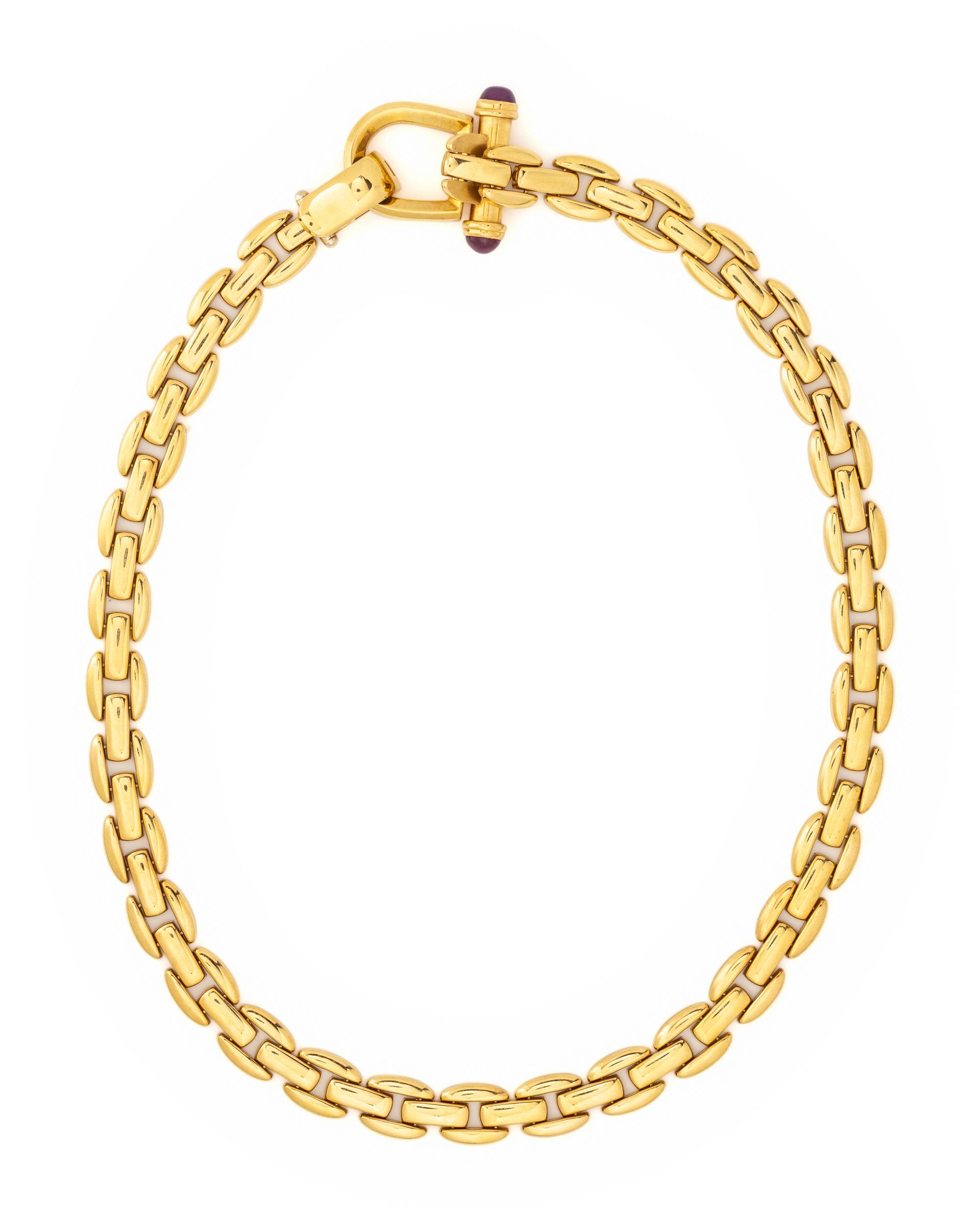 YELLOW GOLD AND RUBY LINK NECKLACE