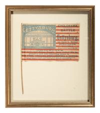 [CIVIL WAR - FLAGS]. Paper flag promoting the Battle of Gettysburg Cyclorama in Baltimore, Maryland. 1890.
