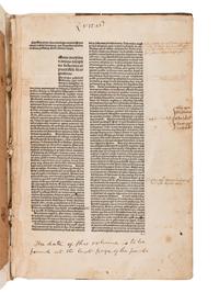 [INCUNABULA]. PAULUS VENETUS (1369-1429). Expositio in libros posteriorum Aristotelis . Venice: Guliermu[s] de Mo[n]teferrato [i.e. Gulielmo 'Anima Mea'], 11 August, 1486.