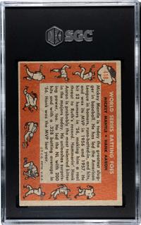 A 1958 Topps Mickey Mantle / Hank Aaron World Series Batting Foes Baseball Card No. 418 (SGC 4.5 VG-EX+)