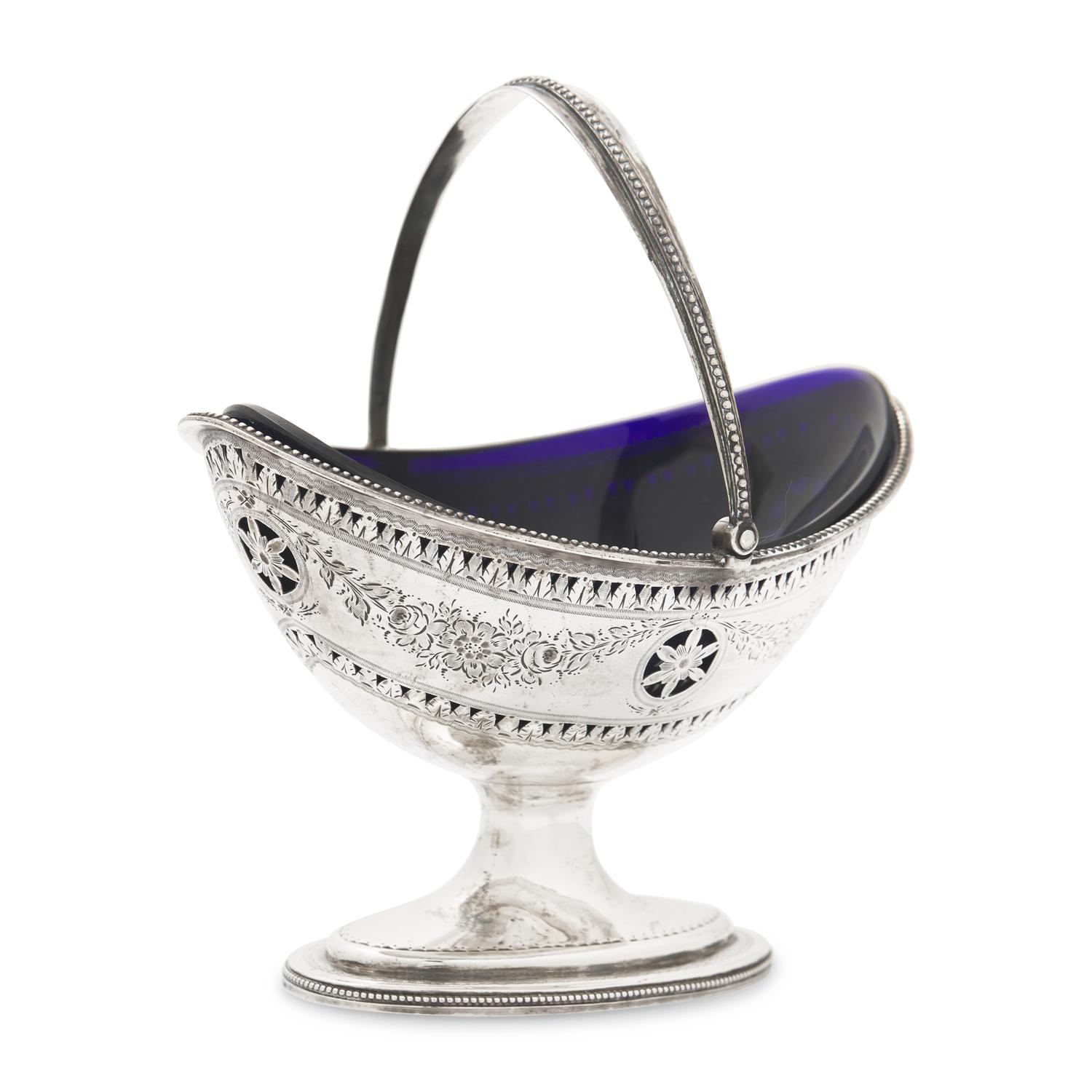 A George III Engraved and Pierced Silver Sugar Basket