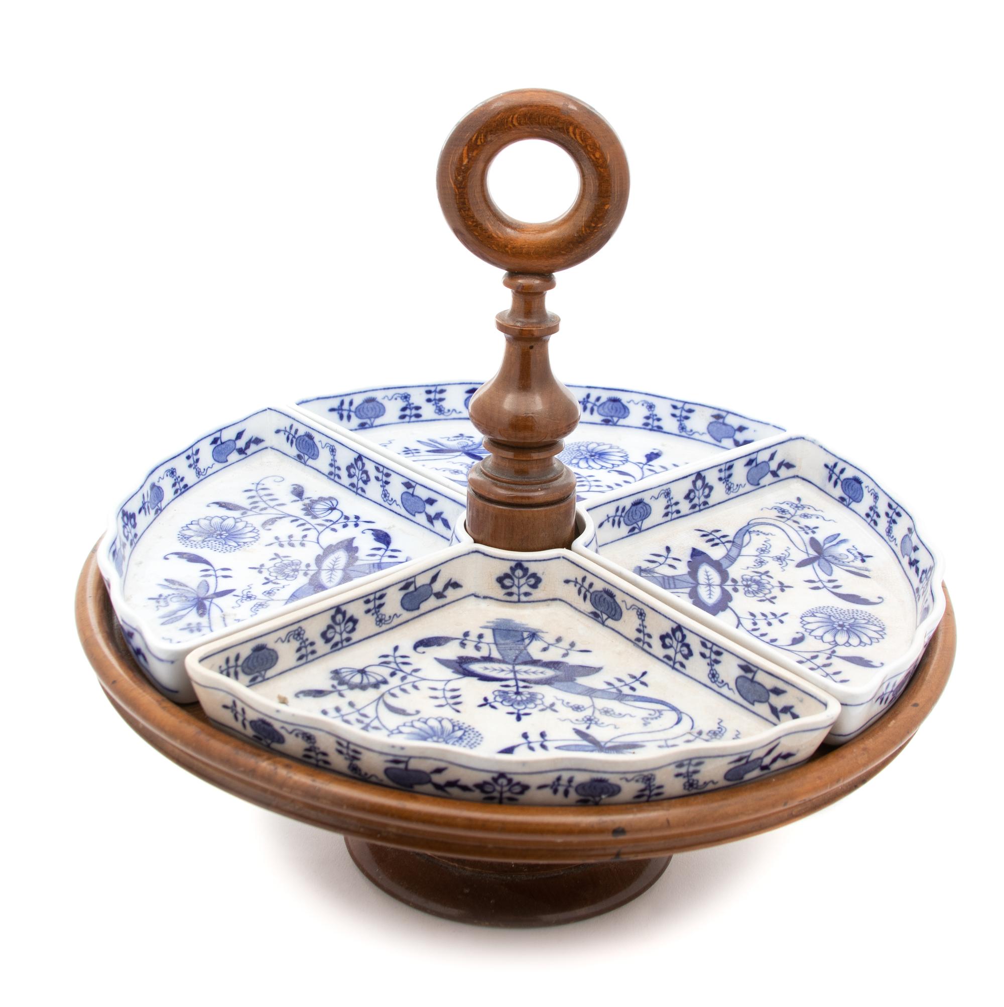 A Villeroy & Boch Transfer-Printed Porcelain Condiment Set With Stand