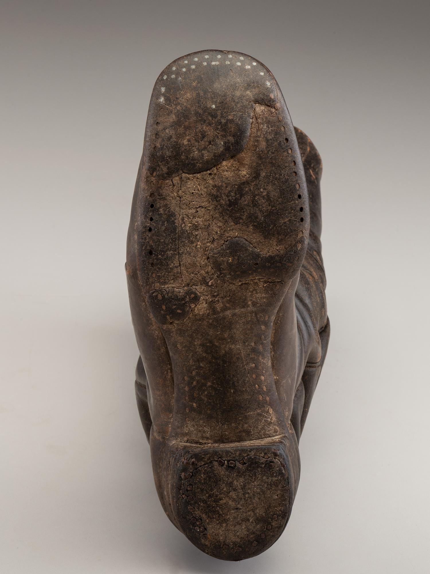 [CIVIL WAR]. Crutch with carved initials and boot.