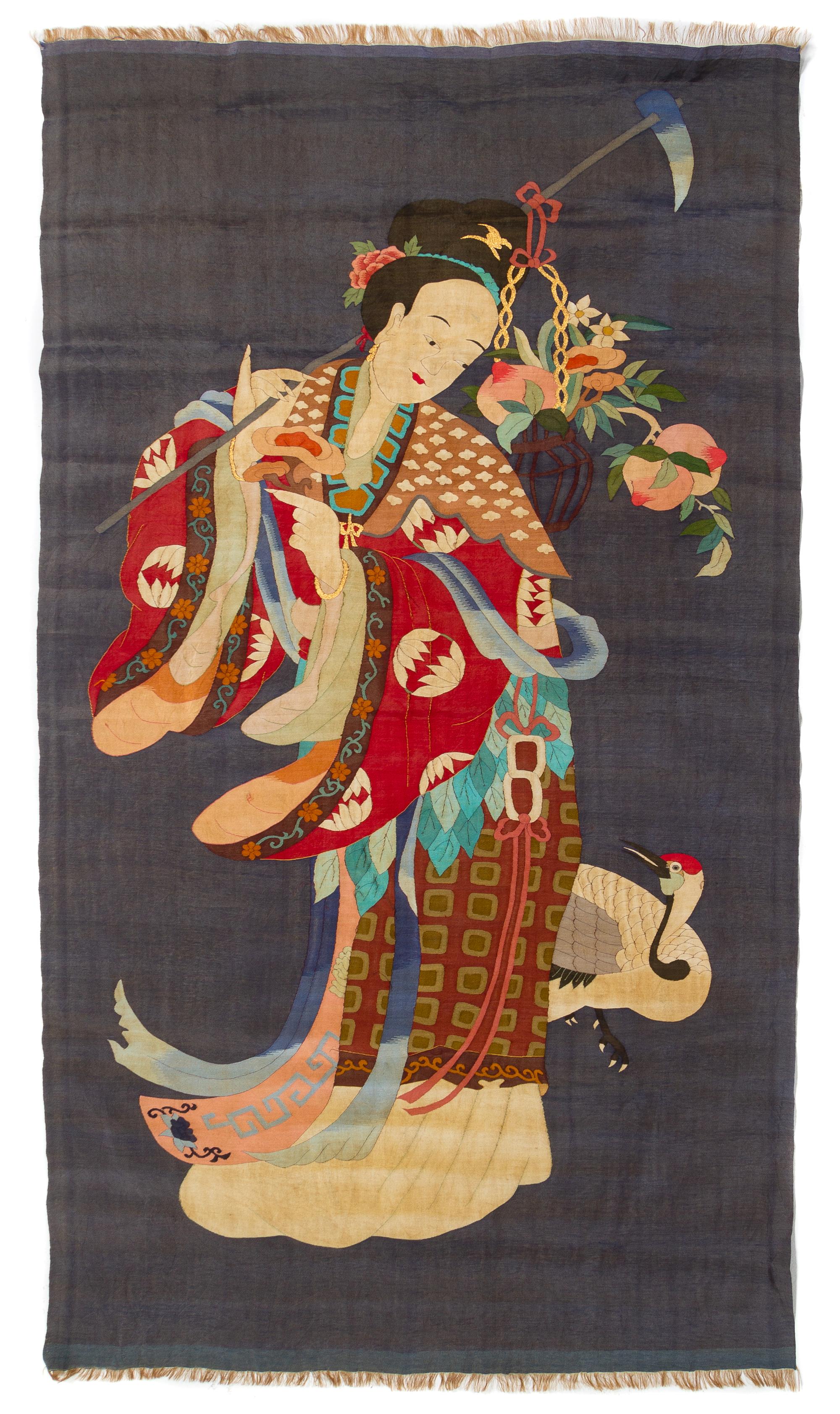 A Chinese Embroidered Kesi Silk Panel 54 x 30 1/4 inches. — LATE QING DYNASTY
