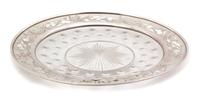 An American Silver Rimmed Cut Glass Dish, 20th Century, having star burst design