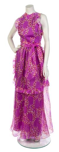 An Oscar de la Renta Purple Print Chiffon Dress,