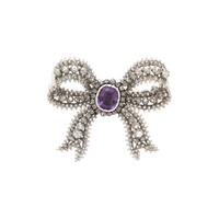 DIAMOND AND AMETHYST BOW BROOCH