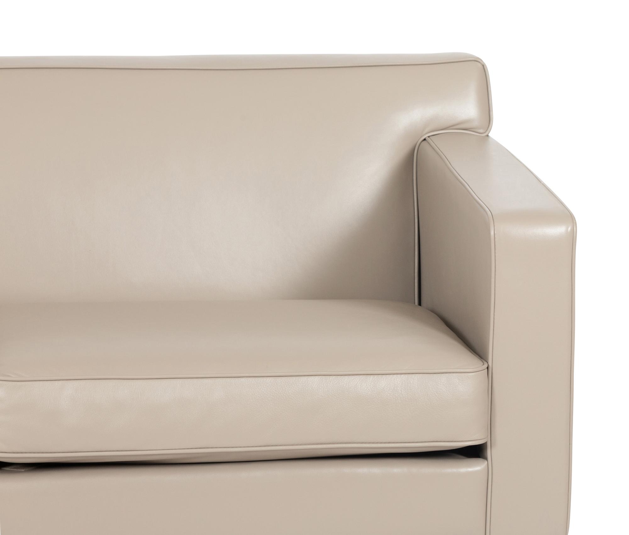 A Design Within Reach Two-Cushion Leather Theatre Sofa