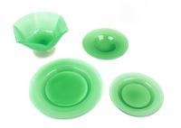 A Group of Four Green Steuben Objects Diameter of largest 8 5/8 inches. — 20TH CENTURY