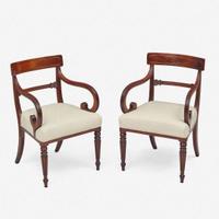 A set of ten Classical carved mahogany dining chairs Boston, MA, circa 1815