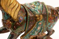 A Pair of Chinese Cloisonné Horses with Wood Stands
