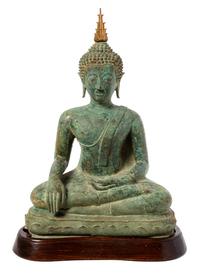 A Thai Bronze Figure of Seated Buddha Height 24 inches. — CHENGSENG PERIOD, 15TH CENTURY