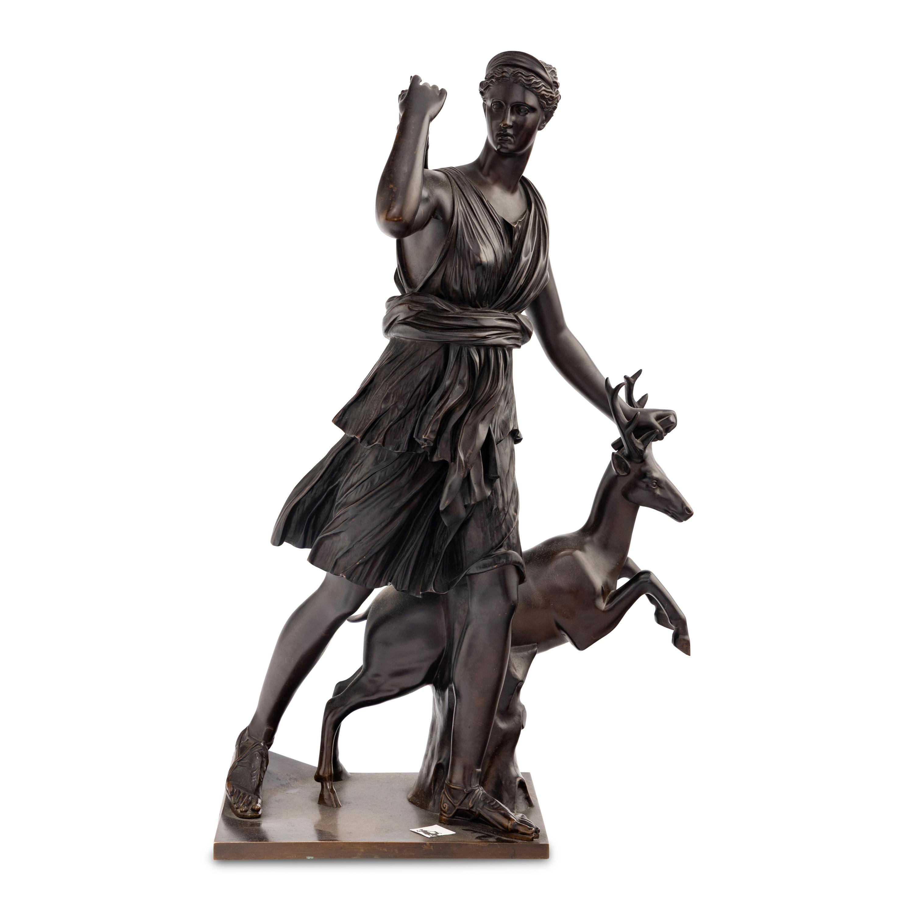 A French Patinated Bronze Figure of Diana of Versailles