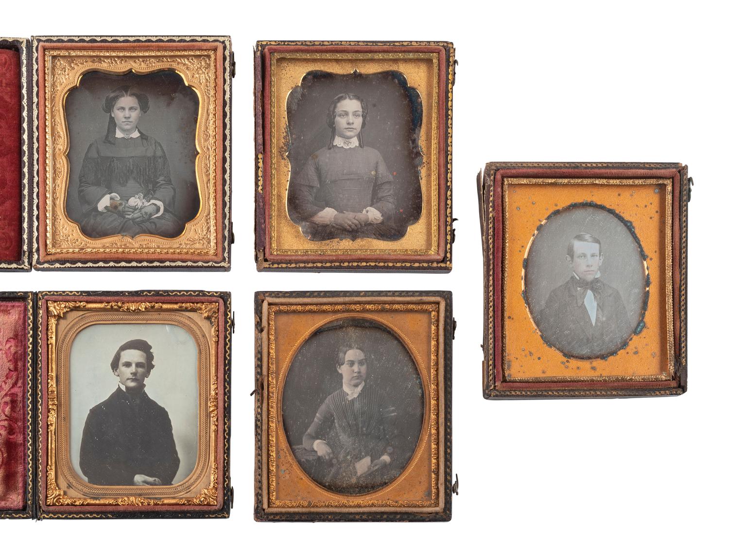 [EARLY PHOTOGRAPHY]. 21 sixth plate daguerreotypes of teenagers and adolescents.