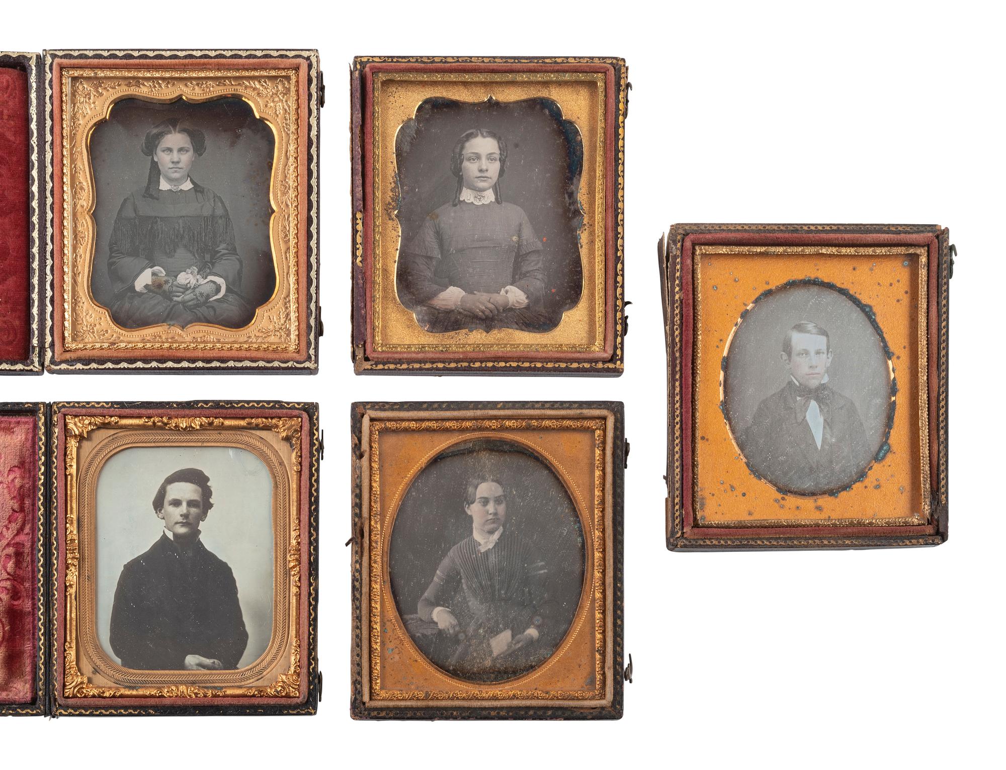 [EARLY PHOTOGRAPHY]. 21 sixth plate daguerreotypes of teenagers and adolescents.