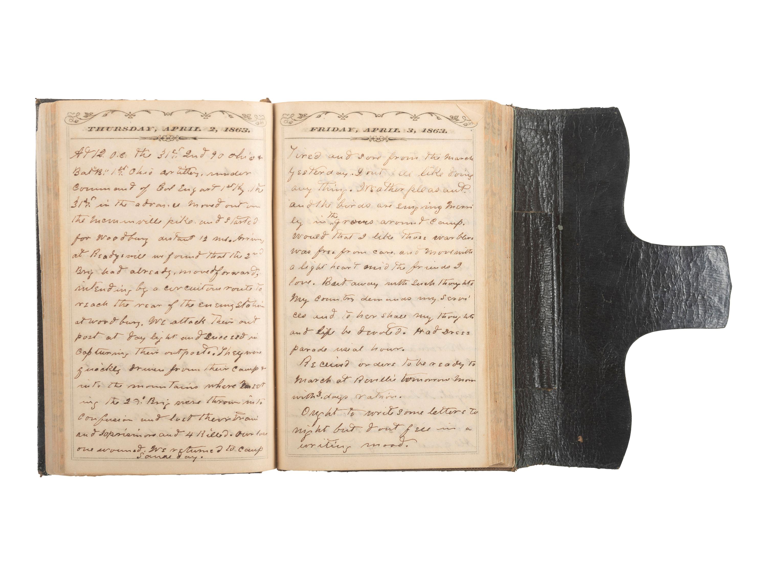 [CIVIL WAR]. Diary of Jesse B. Connelly, 31st Indiana Regiment, including description of the Second Battle of Murfreesboro (or Battle of Stones River).