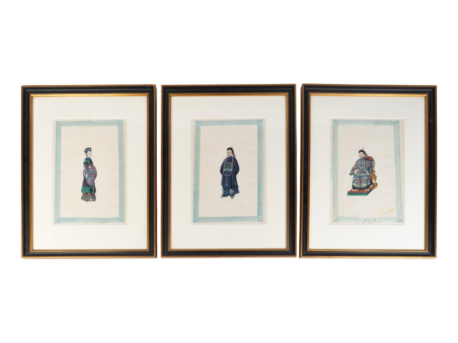 A Set of Twelve Chinese Export Pith Paintings of Imperial Court Figures