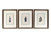 A Set of Twelve Chinese Export Pith Paintings of Imperial Court Figures