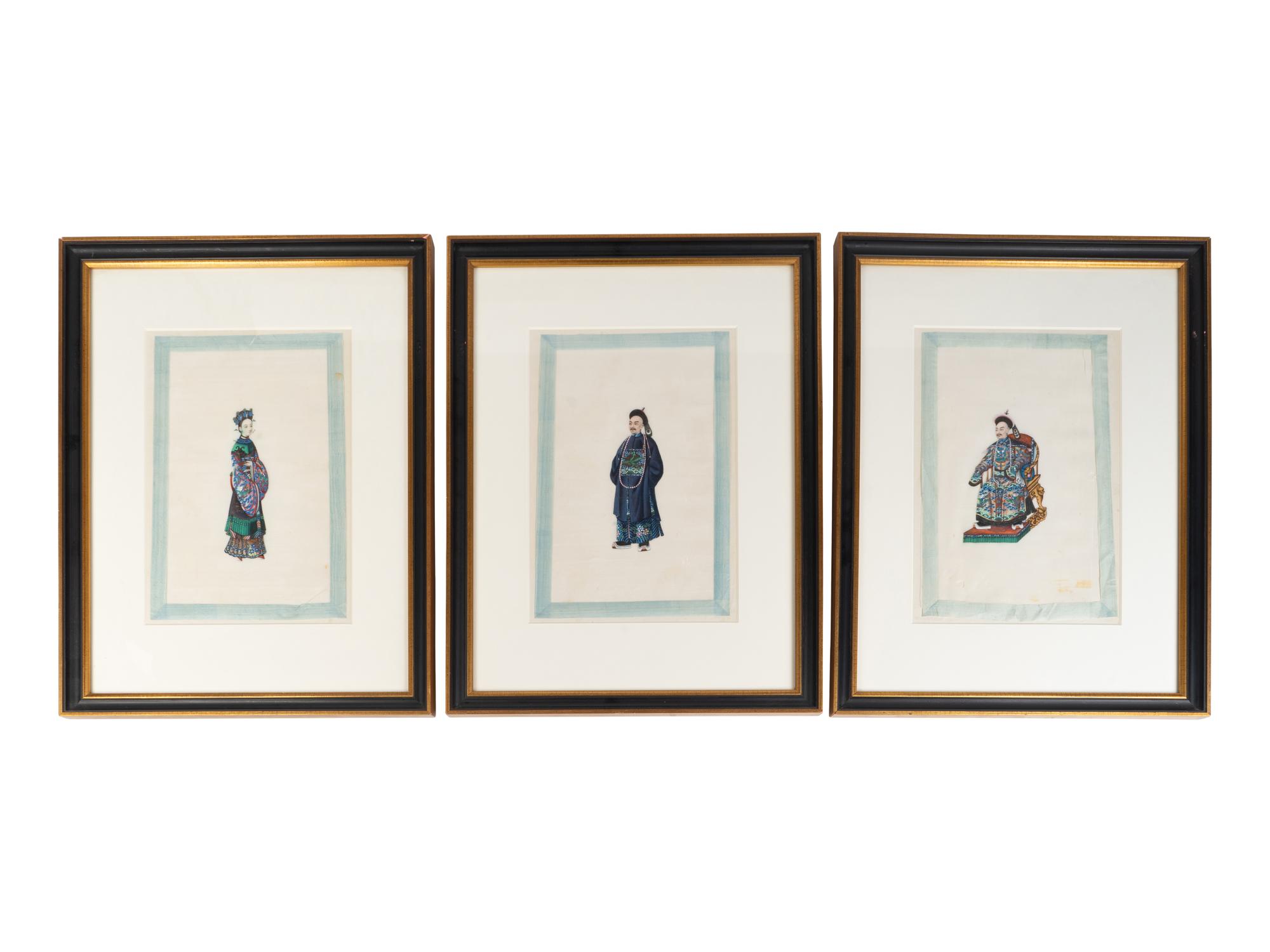 A Set of Twelve Chinese Export Pith Paintings of Imperial Court Figures