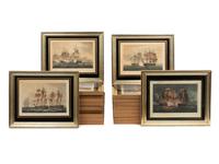A Set of Twenty-One English Hand-Colored Maritime Engravings