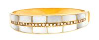 An 18 Karat Yellow Gold, Mother-of-Pearl and Diamond Bangle Bracelet, 21.50 dwts.