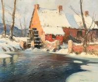 Winter Scene with Mill