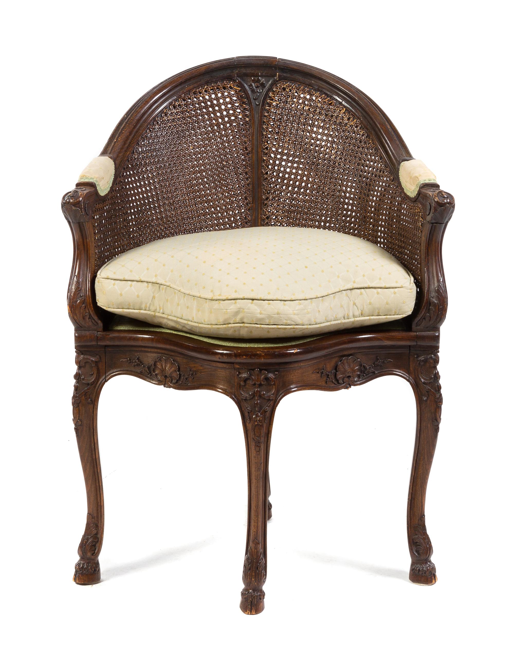A Regence Style Beechwood Fauteuil de Bureau Height 34 1/2 inches. — LATE 19TH CENTURY