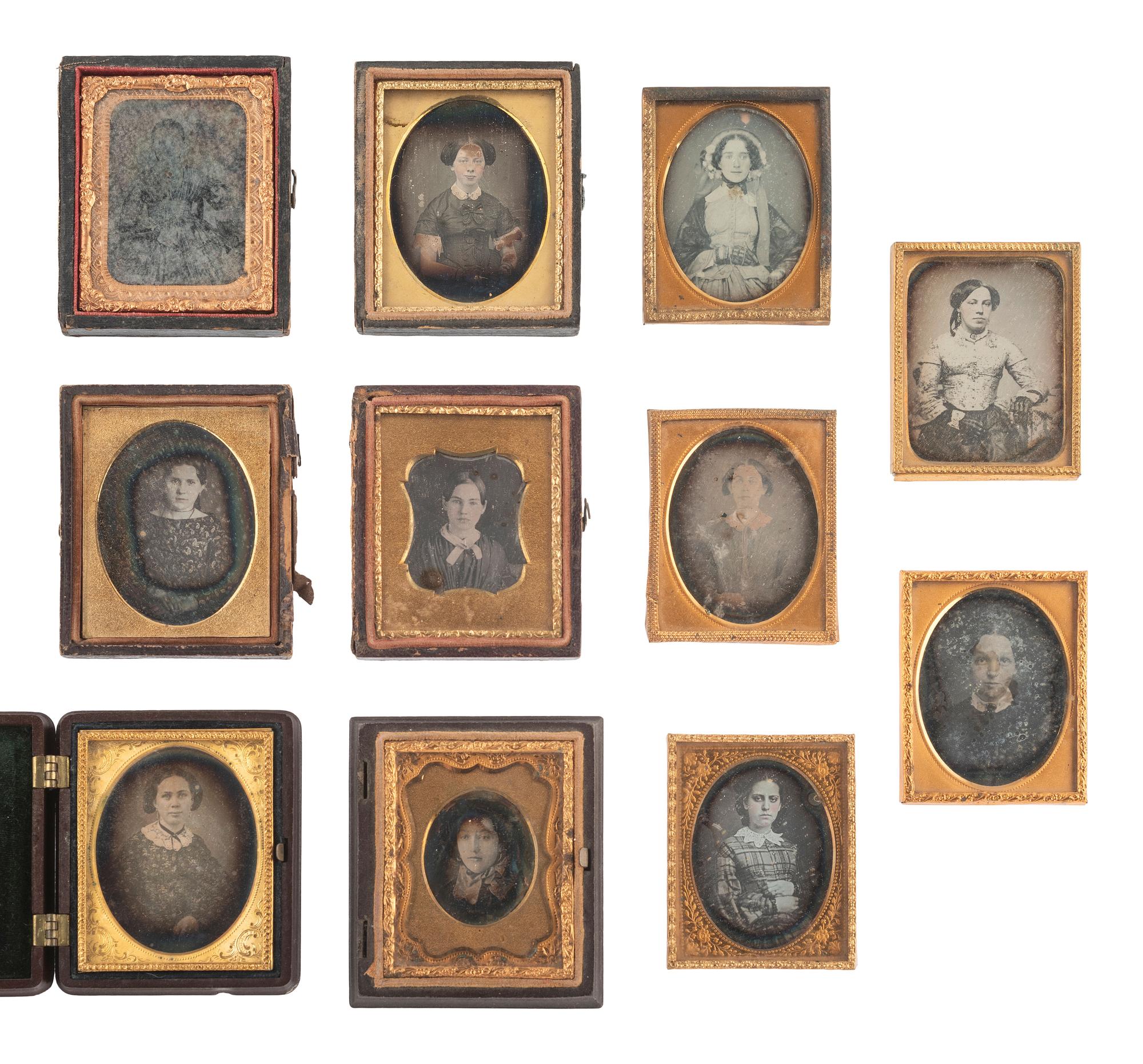 [EARLY PHOTOGRAPHY]. 37 ninth plate daguerreotypes featuring women of varying ages.