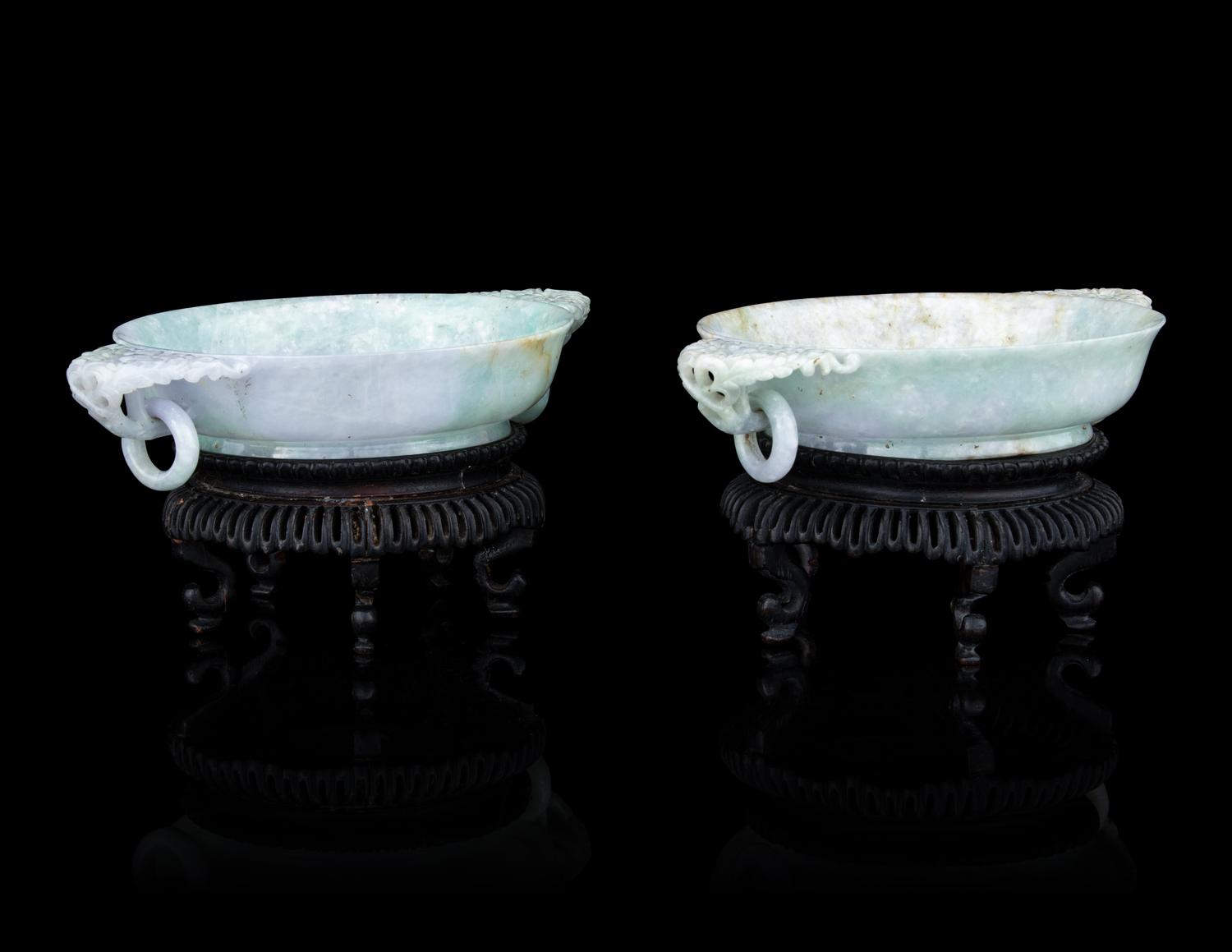 A Pair of Jadeite Marriage Bowls
