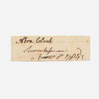 [Declaration of Independence] [New Jersey] Clark, Abraham Cut Signature