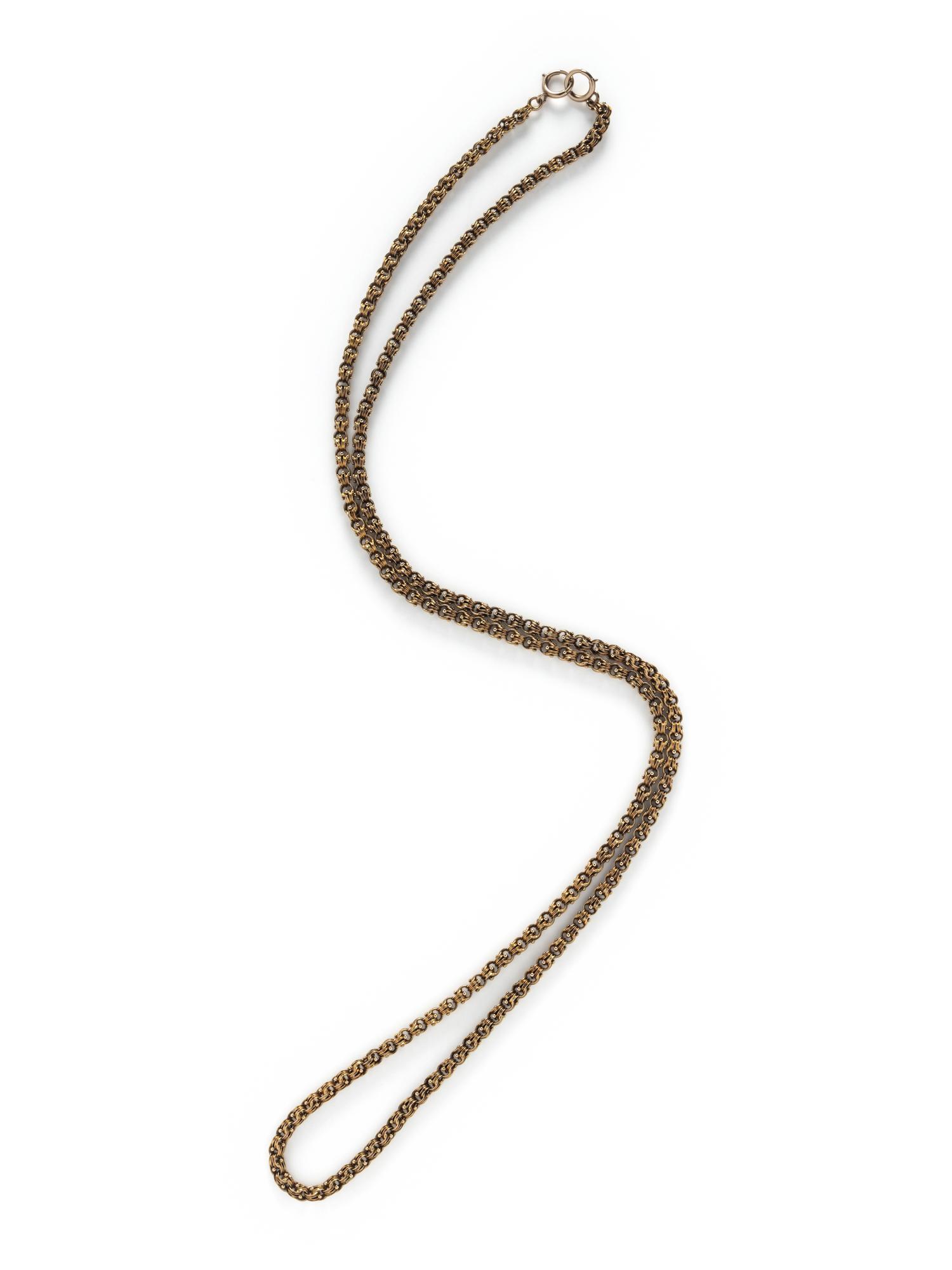 VICTORIAN, YELLOW GOLD LONG CHAIN NECKLACE