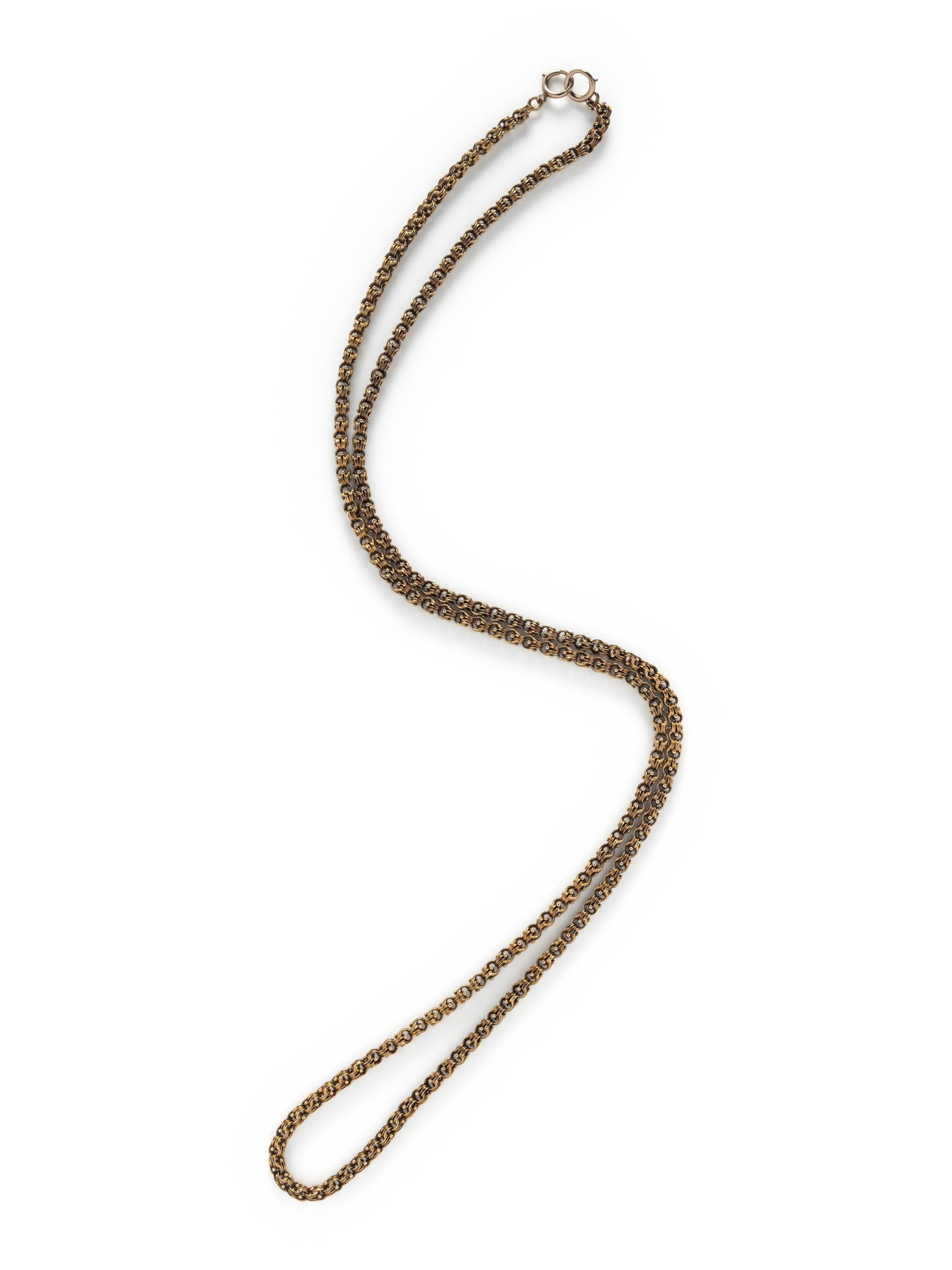 VICTORIAN, YELLOW GOLD LONG CHAIN NECKLACE