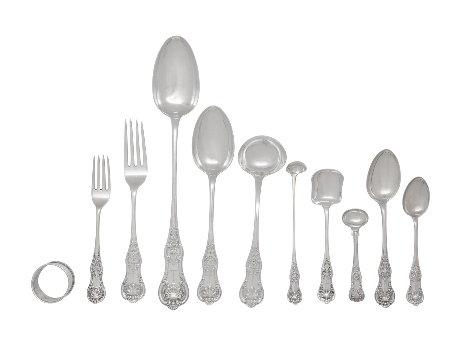A Scottish Victorian Silver King's Pattern Flatware Service