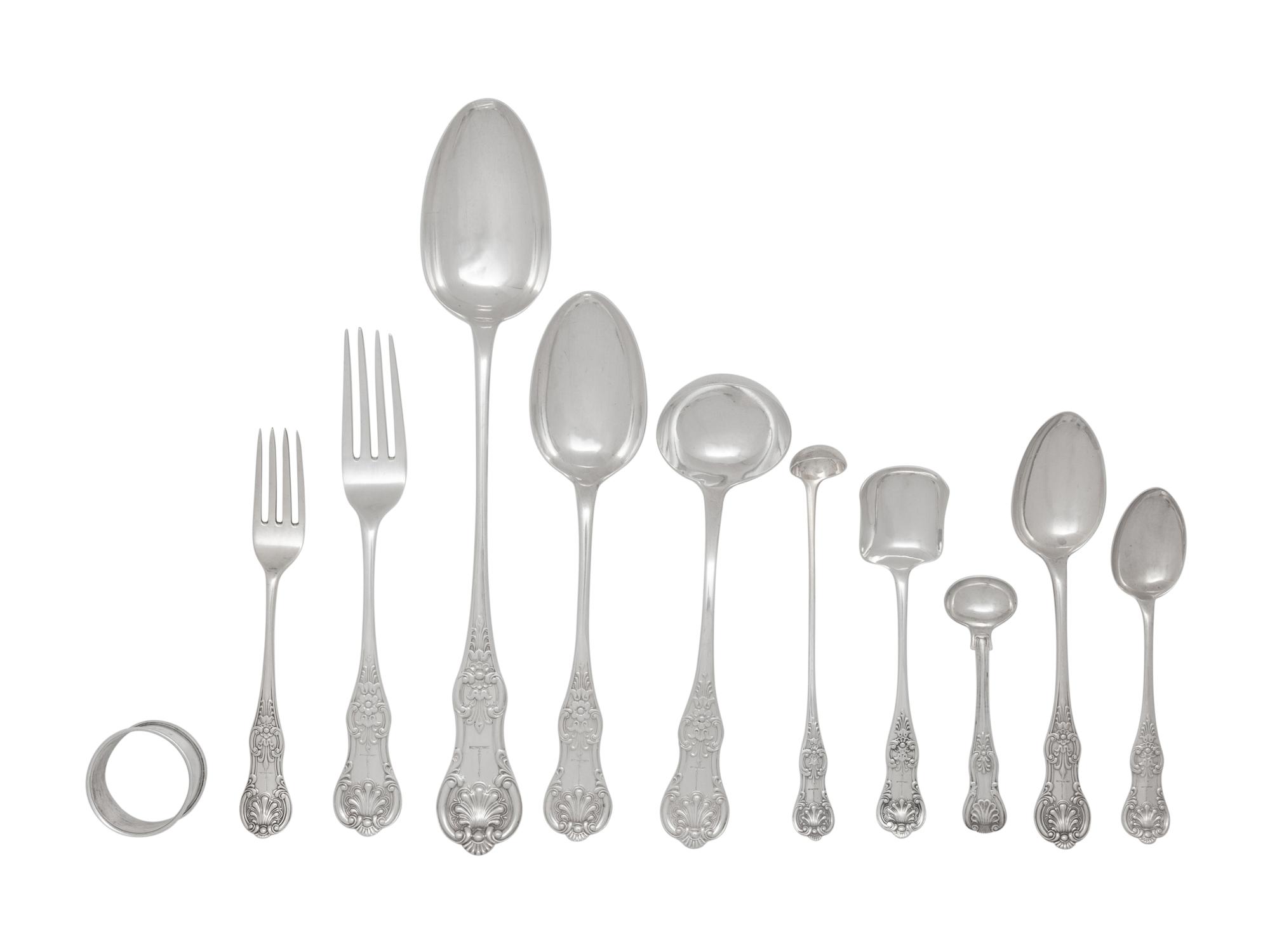 A Scottish Victorian Silver King's Pattern Flatware Service