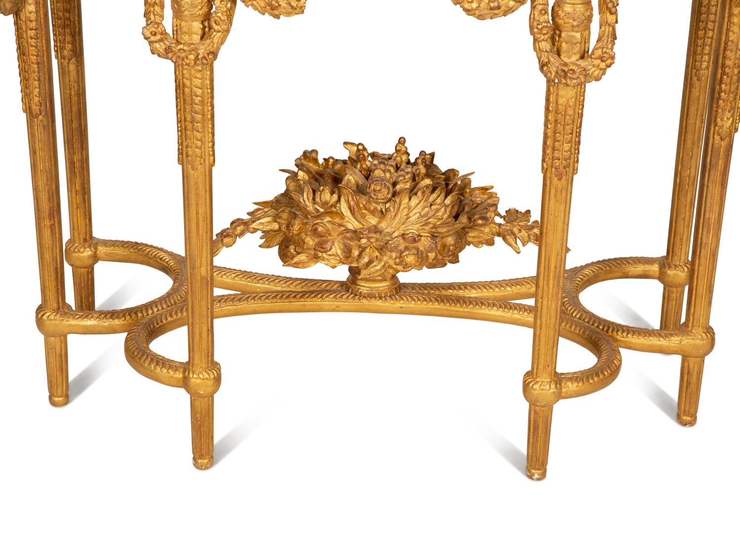 A Louis XVI Giltwood Marble Top Console Table — Early 19th Century