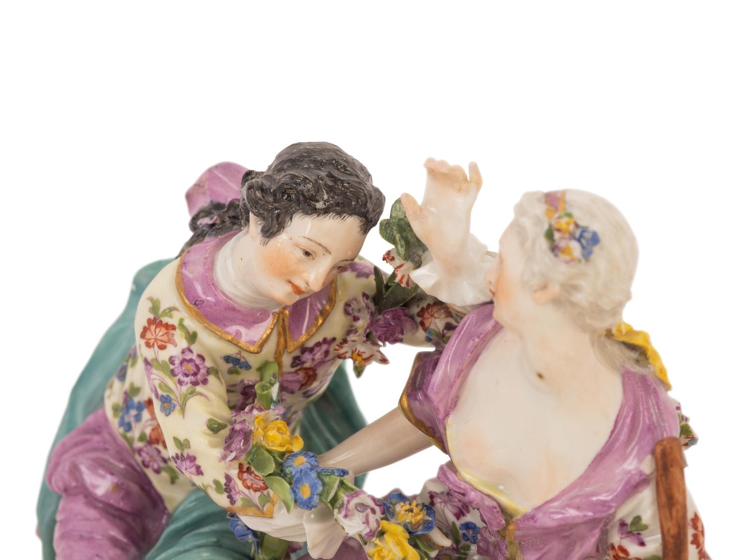 A Meissen Porcelain Figural Group of a Shepherd and Shepherdess