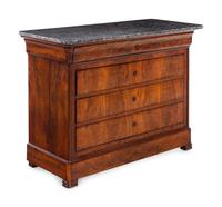 A Louis Philippe Walnut Marble-Top Chest of Drawers
