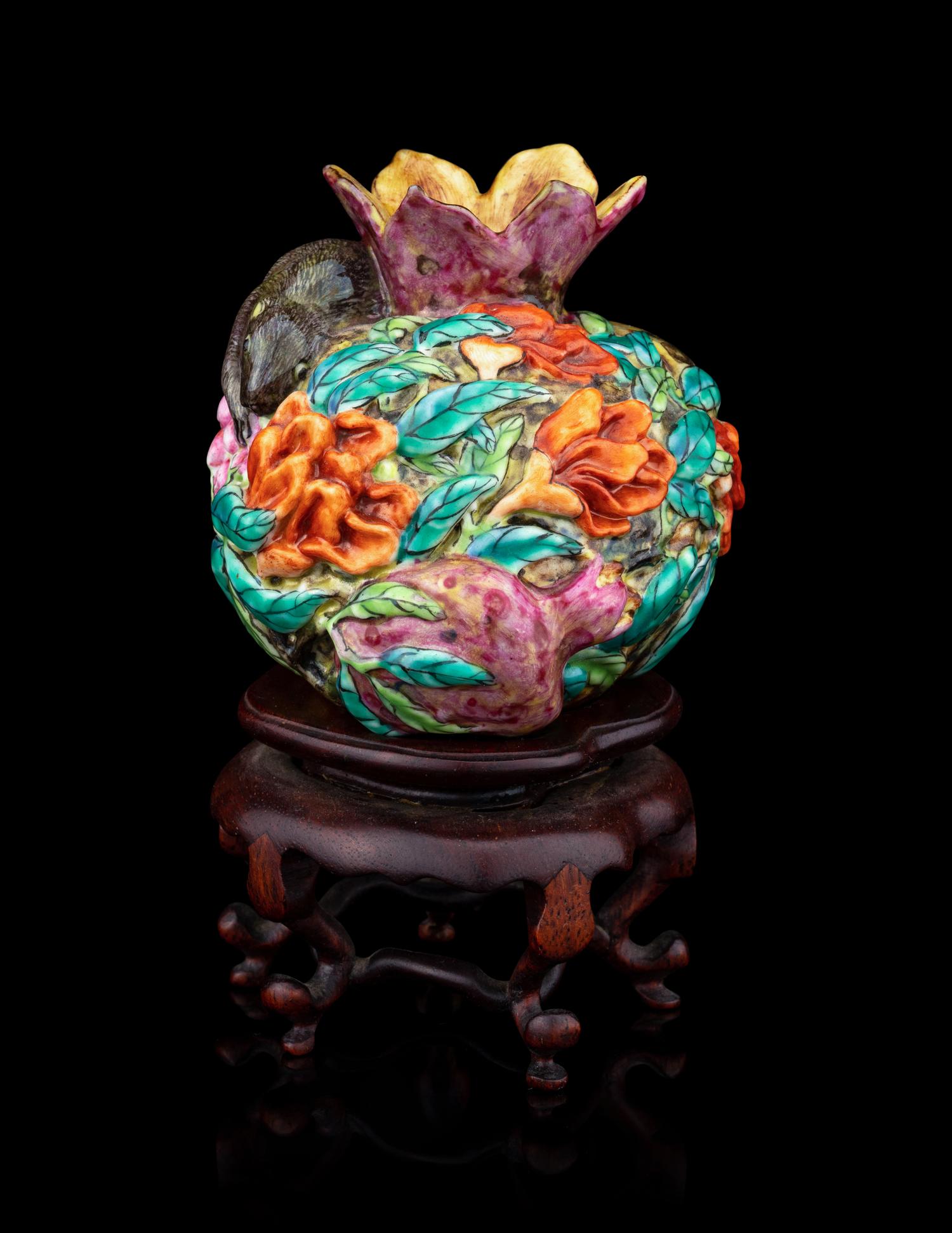 A Famille Rose Porcelain Model of a Pomegranate