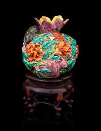 A Famille Rose Porcelain Model of a Pomegranate