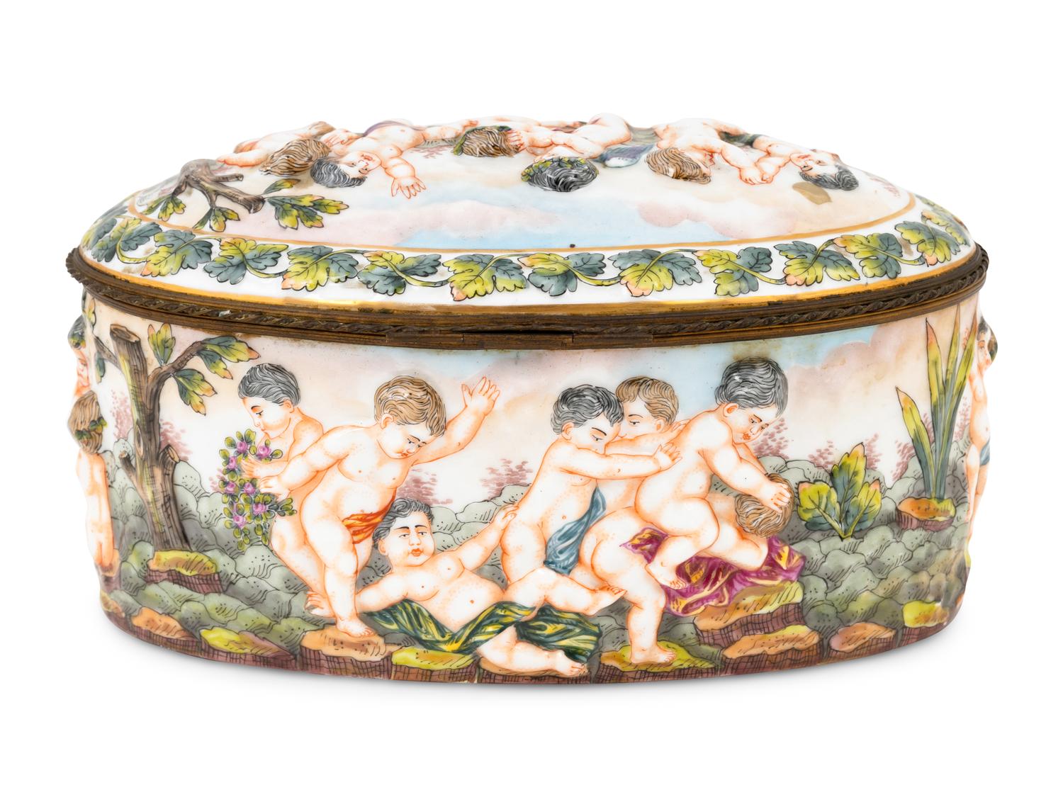 A Capodimonte Porcelain Table Casket