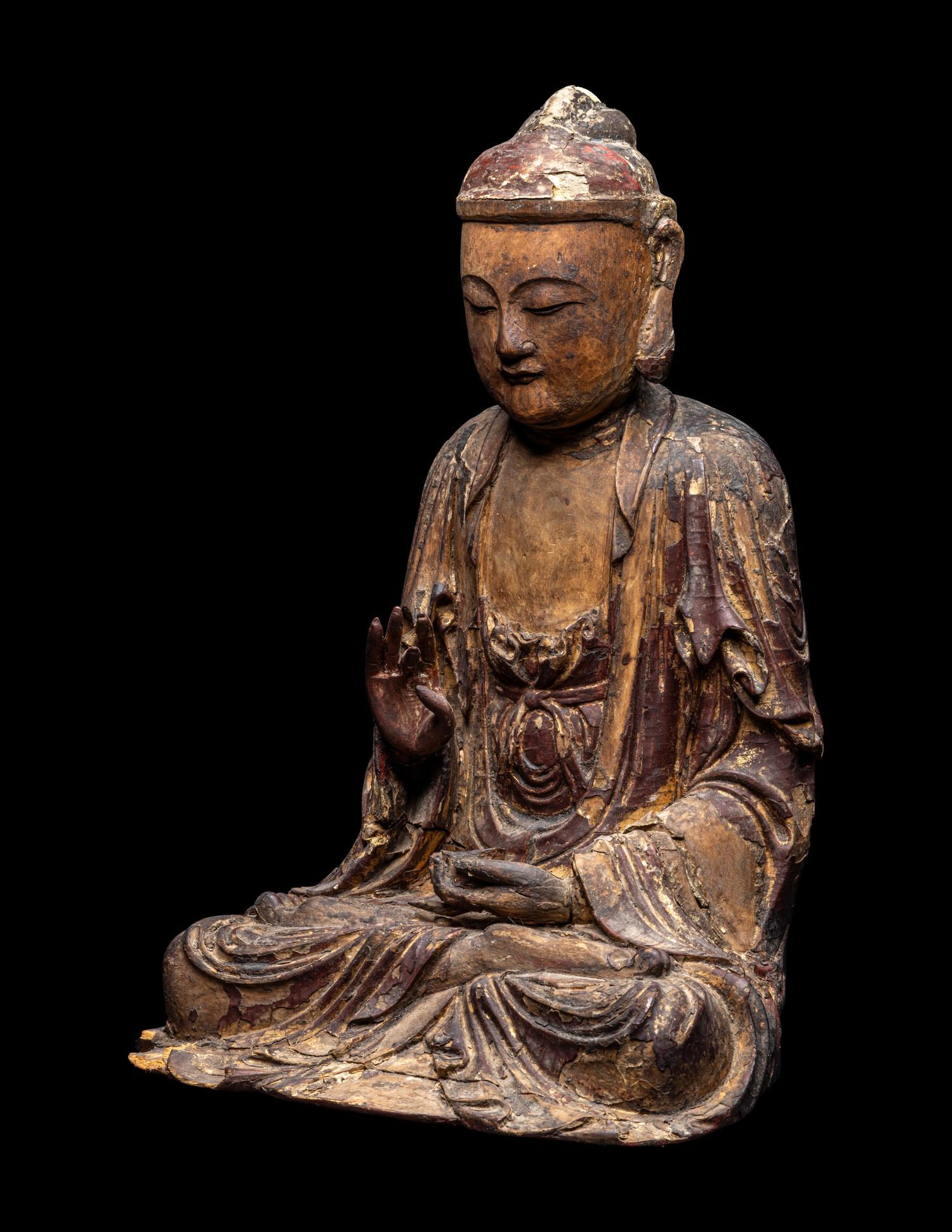 A Japanese Gilt Lacquered Figure of Seated Buddha