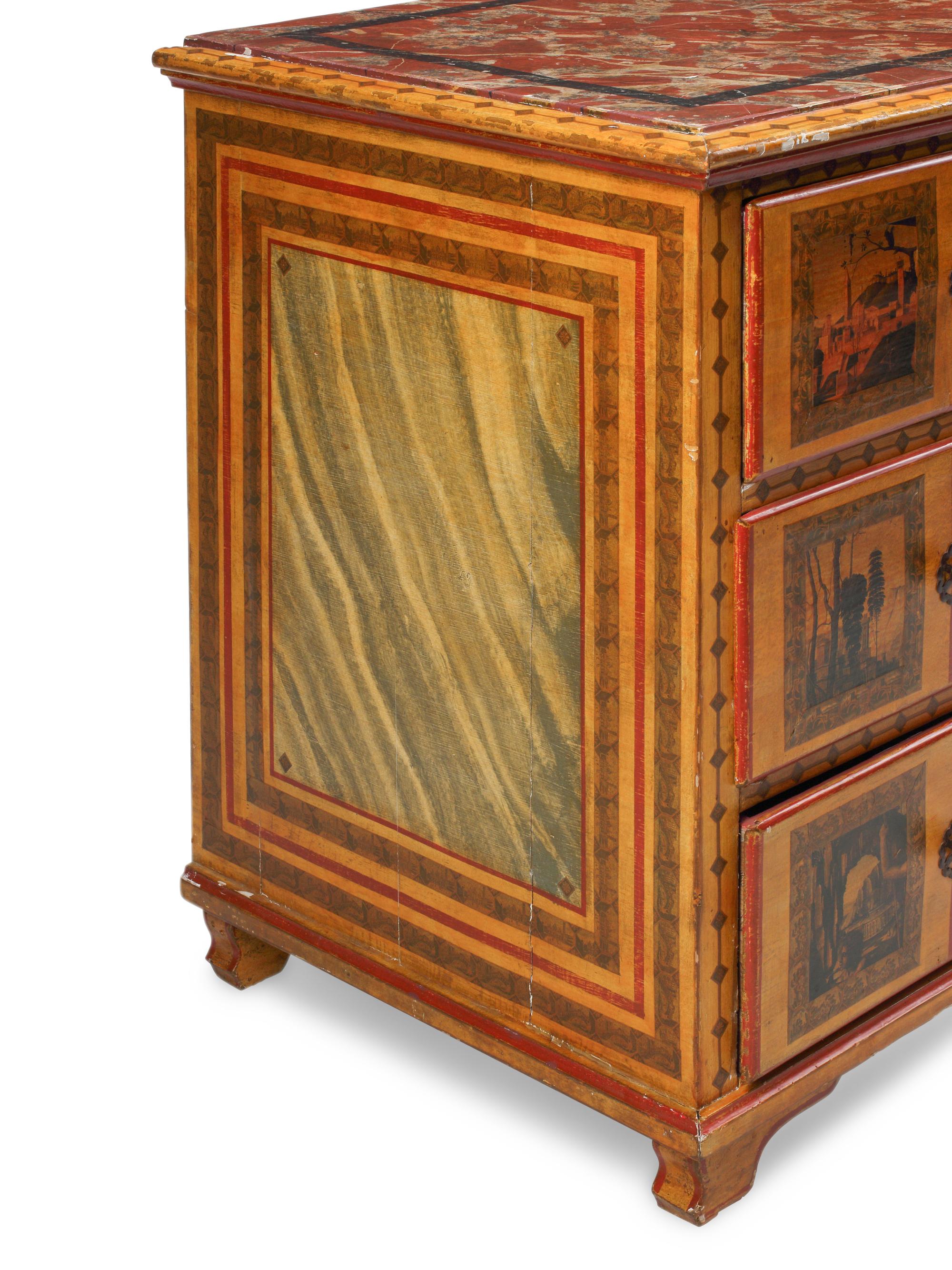 An Italian Neoclassical Style Polychrome Painted Chest of Drawers