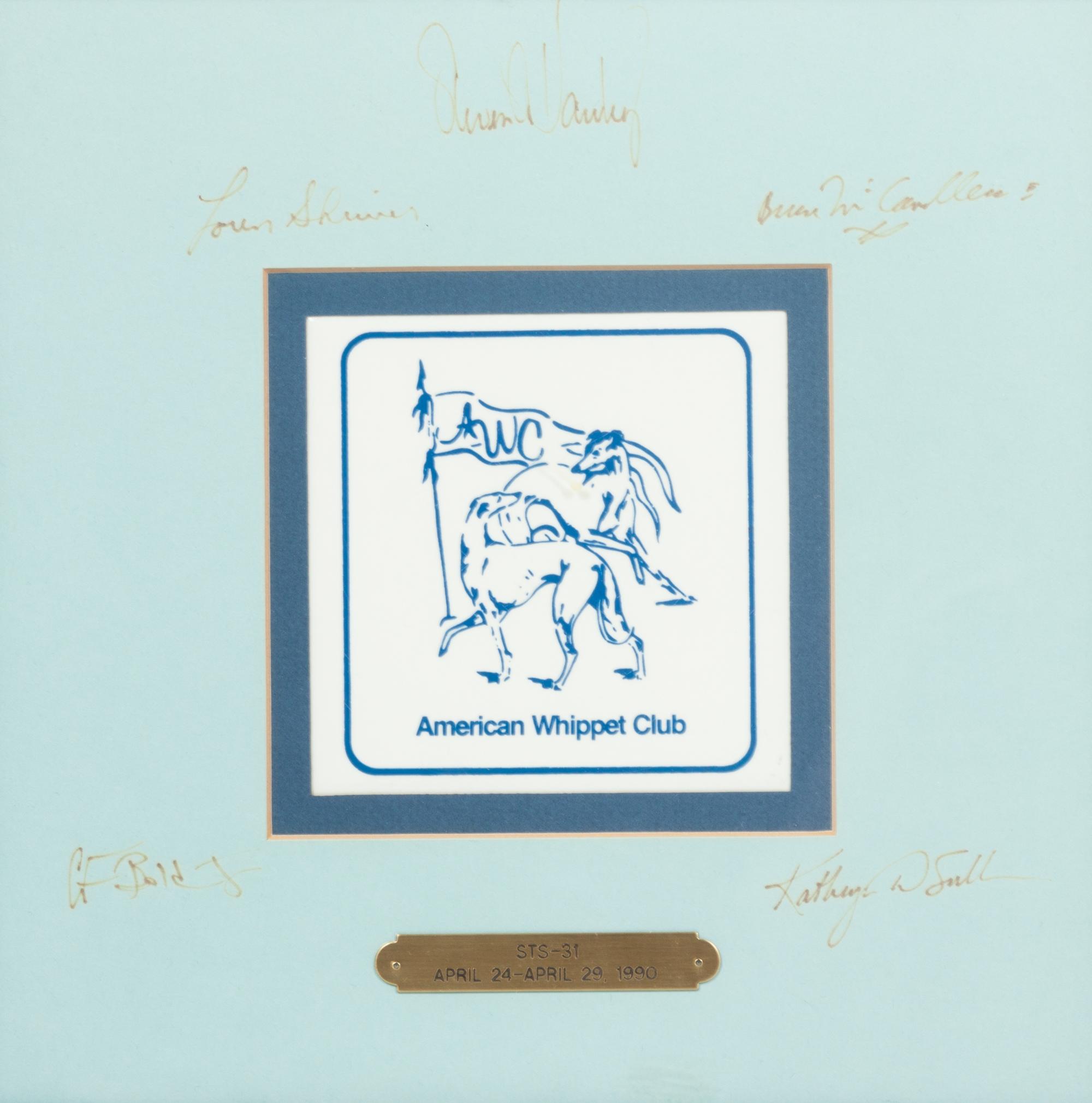An American Whippet Club Tile Each frame: 11 1/8 x 11 1/8 inches.